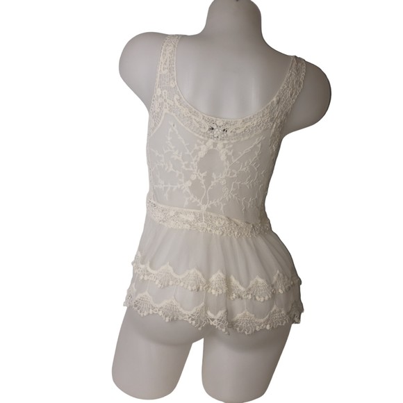 EXPRESS Sheer White Lace Tank Top Size XS - Picture 2 of 6